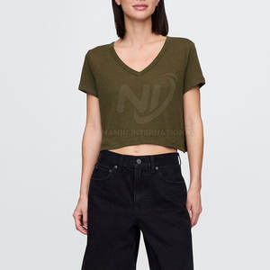 Offre Spéciale Top court à col en V de la meilleure qualité quantité minimale de commande bas femmes légères Top court à col en V pour la vente en ligne - Product Image 2