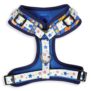 Harnais pour chien réglable à motif d'espace mignon Harnais <span class=keywords><strong>Galaxy</strong></span> bleu avec planètes, étoiles, fusées Harnais pour animaux de compagnie sans traction - Product Image 2