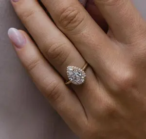 Tishya diamant 925 argent Moissanite Halo bague de fiançailles brillant coupe broche réglage romantique mariage anniversaire cadeau 5gm - Product Image 3