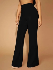 Pantalon de tailleur pour femme à prix raisonnable, printemps-été, uni, évasé, taille haute, respirant, séchage rapide, grande taille, boutonné, léger - Product Image 3