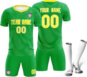 Conjuntos de uniformes de equipo de fútbol | Calcetines cortos de Jersey personalizados | Tela que absorbe la humedad | Ropa deportiva al por mayor - Product Image 6