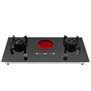 Table de cuisson à gaz encastrable 5 brûleurs avec couvercle rabattable, en verre, pour usage domestique, allumage électronique, puissance 5200W, livraison rapide - Product Image 3