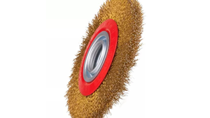 Brosse circulaire en fil métallique de 4 pouces, brosse plate en acier, roue en fil métallique ondulé, poils en acier revêtus de laiton pour l'ébavurage, les bords affûtés - Product Image 2