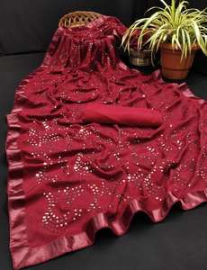 Más hermoso pesado Chinon bordado trabajo Sari blusa pieza indio vestido de mujer barato al por mayor precio bajo - Product Image 6