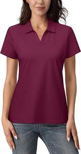 Polos personalizados para mujer, camisetas de algodón de manga corta con cuello en V, camisetas informales de verano para el trabajo y el uso diario, elegantes y duraderas - Product Image 2