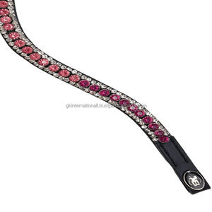 แถบคิ้วม้าขี่ม้าทำด้วยมือสุดหรูประดับคริสตัลสีชมพูใส - Product Image 5
