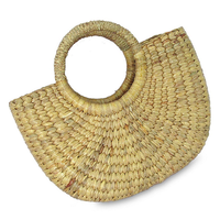 Großhandel Wasserhyazinthe Handgefertigte Gewebte Bohemian Vintage Damenhandtasche Stickerei Perlenverzierung Seidenfutter Maßanfertigung-Vietnam