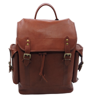Sac à dos vintage marron antivol décontracté pour ordinateur portable en cuir véritable personnalisé avec rabat, sangle d'épaule et compartiment sécurisé pour le bureau