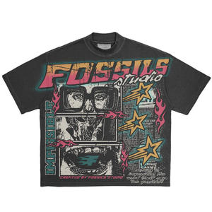 เสื้อยืดผ้าฝ้ายพิมพ์ลาย Dtg ทรงโอเวอร์ไซส์สำหรับผู้ชายลายกราฟฟิกแนววินเทจ260 100% ได้ตามที่ต้องการ - Product Image 4