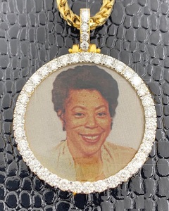Pendentif photo personnalisé Collier médaillon à mémoire ronde-Pendentif de grande taille de style Hip Hop pour hommes et femmes - Product Image 1