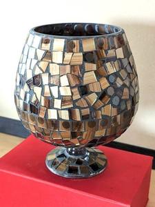 Christmas Decoration Colorful Brown Mosaic Beeswax <b>Small</b> Size Luxury Votive Holder Modern Design <b>Candle</b> Jar Handmade Customized - Product Image 3