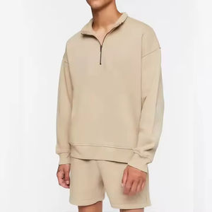 2025/2026 Custom <b>Men's</b> half Zipper Hoodie and Shorts Set <b>Men</b> Blank Two Piece Tracksuit Casual Streetwear Gym Fitness Sportswear - Product Image 1