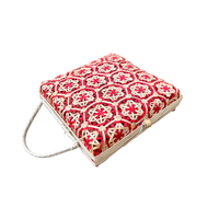 Cesta de Almacenamiento Tejida de Mimbre de Alta Calidad, Hecha a Mano, Ecológica, Estilo Vintage, Forma Cuadrada, con Forro de Fibra de Bambú y Decoración Floral