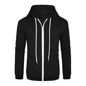 Sudadera con capucha y cremallera para hombre, de tejido polar técnico, con logo personalizado, para entrenamiento deportivo, 100% algodón, holgada y transpirable - Product Image 3
