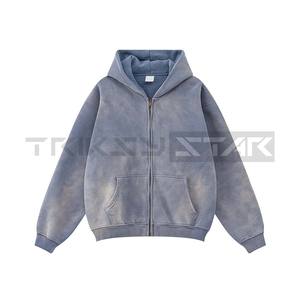 Drop Shoulder Plain Luxury Cropped 100% Cotton Personnalisable Autumn Hoodie Fashion Distressed Acid Washed Plus Size Men's - Product Image 1