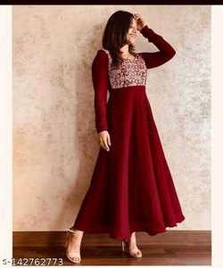 Designer Attrayant Georgette Broderie Pierre Travail Robe avec Dupatta Mariage Porter Prix de gros Ethnique Vêtement ApparelVêtement Gharara - Product Image 1