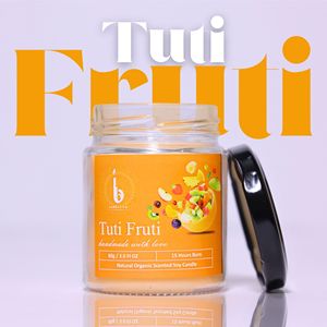 Natural Soy Jar <b>Candle</b> Tutti Frutti Aroma Eco Friendly <b>Long</b> Lasting Scented <b>Candle</b> for Home & Office for Best Price - Product Image 5
