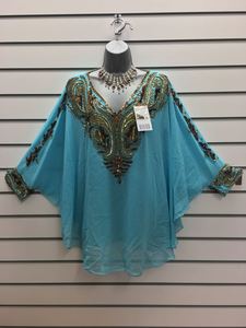 Haute qualité personnalisé Georgette caftan robe perles lourdes broderie Multi couleur taille libre femmes fête mariage Cocktail nuit - Product Image 5