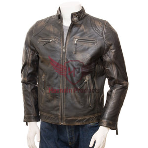 Blouson de motard en cuir vintage personnalisable pour hommes Manteau de moto classique de style hivernal pour les cyclistes urbains Moto rétro personnalisée - Product Image 1