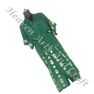 KL009 Vintage Soie Sari Manches Longues Vintage Sari Kimono Long Boho Robe de Chambre Vintage Kimono Longue Robe de Demoiselle d'Honneur Noël - Product Image 3