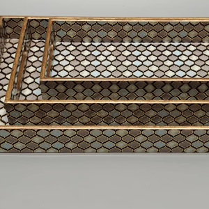 Juego de bandejas recubiertas de esmalte de calidad superior Diseño impreso vibrante para servir con estilo en el hogar y presentación de fiesta - Product Image 1