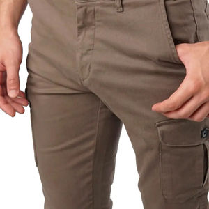 Pantalon cargo pour homme de qualité supérieure, 100% coton, respirant, coupe-vent, six poches, pantalon d'extérieur, logo personnalisé, devant plat, style décontracté - Product Image 6