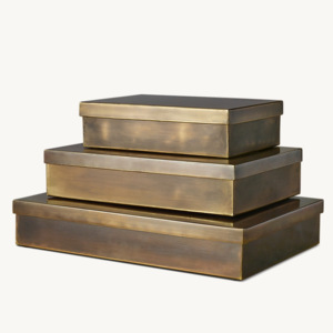 Antique Brass Kim Loại Thân Thiện Với Môi Đa Chức Năng Châu Âu Phong Cách Trang Sức Tổ Chức Hình Chữ Nhật Lớn Gấp Lưu Trữ Hộp 3 Kích Thước Số Lượng Lớn - Product Image 1