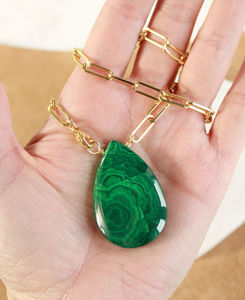 Ohemian-collar de plata de ley 925 con gema de pera de alaquita, colgante hecho a mano para mujer - Product Image 2