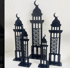 Portavelas Decorativo Reutilizable de Madera/Metal/Acrílico con Diseño de Luna y Estrella para Ramadán y Eid Mubarak - Product Image 6