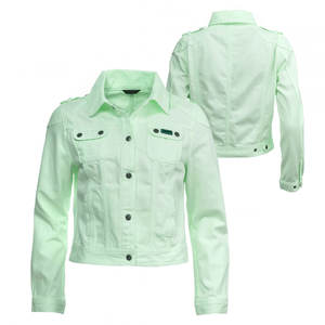 Chaqueta vaquera holgada informal de alta calidad para mujer, bolsillos delanteros, vendedor superior, servicio OEM ODM, chaqueta vaquera de temporada de invierno con patrón sólido - Product Image 1