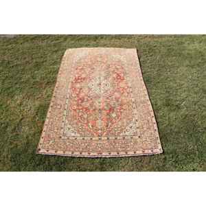 Alfombra Vintage de 4,7x7,6 pies, Alfombra Turca, Alfombra Roja Marrón Estilo Suroeste - Product Image 1