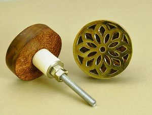 Antique Round Modern Wooden Brass Door <b>Knobs</b> <b>for</b> Home <b>Dresser</b> Door Cabinet Furniture Decorative Kitchen Wardrobe Handle <b>Knobs</b> - Product Image 5
