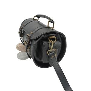 Bolso bandolera pequeño de piel redonda con correa extraíble y cierre de cremallera Bolso bandolera de cilindro de - Product Image 6