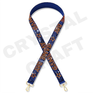 Star Game Day Correas de bolsa de cuentas de semillas de oro blanco personalizadas 'Hook Em Horns' Accesorio de moda Correa de monedero con cuentas - Product Image 5