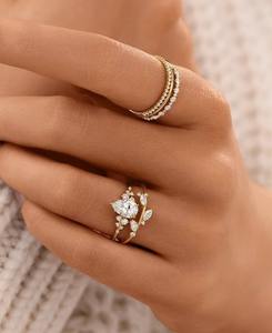 Bague de fiançailles personnalisée en forme de poire cultivée en laboratoire, perle de Moissanite, cadeau de mariage parfait pour les fêtes - Product Image 3