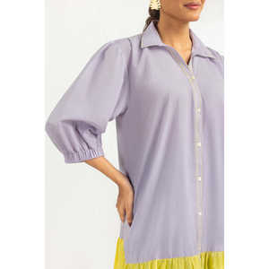 Vestido de Algodón Teñido con Bloques de Color, Estilo Casual para Oficina, Cuello Cuadrado, Transpirable, Largo hasta el Suelo, con Cintura Natural, ODM IPS-77277 - Product Image 4