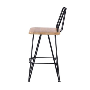 Modern Design Wooden Top Iron Leg Chair with Adjustable Seating Height 65CM for Outdoor Hotels Dining Living Rooms Bedrooms - Product Image 1