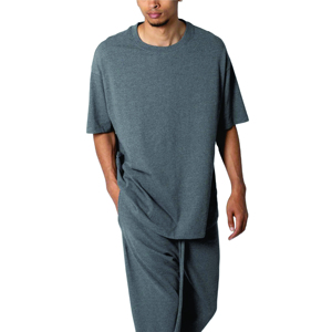 T-shirt oversize 100% coton de luxe pour hommes, col montant personnalisé, tissu tricoté en bambou de haute qualité, longue longueur avec OEM - Product Image 1