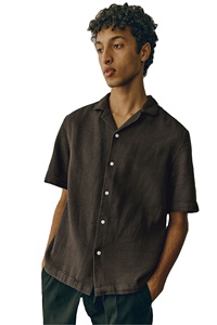 Top pour hommes de marque personnalisée de qualité supérieure tendance coupe régulière vêtements confortables chemises de villégiature à manches courtes en coton texturé - Product Image 4