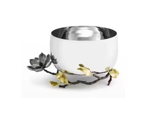 Haute qualité argent métal nourriture et noix bol de service Design moderne fleur Accent bol de service pour la décoration intérieure pièce maîtresse - Product Image 2