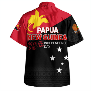Camisa de Papúa Nueva Guinea para hombre, estampado de pájaro de Color rojo, manga corta, texto blanco, patrón tradicional, ropa de isla - Product Image 4