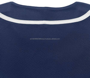 Venta al por mayor 100% poliéster transpirable manga corta Camisetas de béisbol de alta calidad azul en blanco botón equipo ropa deportiva béisbol Jersey - Product Image 3