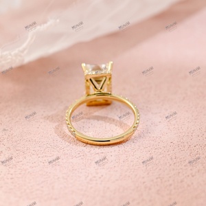 Baguette Moissanite Paved Hidden Halo Classic Promise Ring - Product Image 5