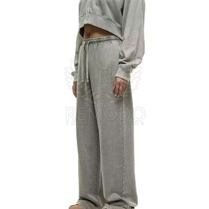 Ensemble de survêtement décontracté d'hiver à logo personnalisé, effet délavé, en coton, avec sweat à capuche et pantalon de jogging, 2 pièces, couleur personnalisable - Product Image 6