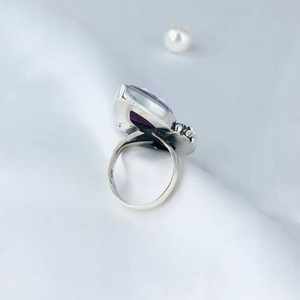 Anillo de declaración de Plata de Ley 925 hecho a mano, regalo de piedras preciosas de rubí blanco y cianita para ella - Product Image 6