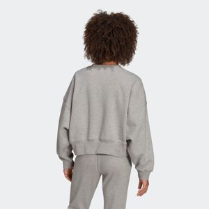 Relaxed Fit Ribbed <b>Crewneck</b> 70% Cotton 30% Recycled Polyester Fleece Ribbed Cuffs and Hem Medium Heather Grey Crop Sweatshirt - Product Image 2