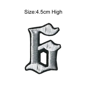 Bas quantité minimale de commande personnalisé broderie tissé étiquette patchs personnalisés personnalité Patch pour vêtements Jeans gros numéro alphabet étiquette - Product Image 2