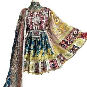 Traditional Afghan Kuchi Dress With Heavy Mirror Work And Hand Embroidery <b>Red</b> And Golden Cultural Attire For Brides - Product Image 1