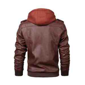 Automne décontracté hommes veste en cuir nouvelle marque toile col montant moto motard manteau à vendre - Product Image 2
