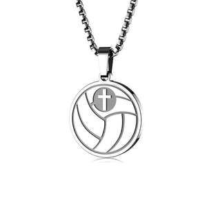 Pendentif Volleyball en Argent Sterling 925 Plaqué Or 14K avec Moissanite Ronde Taille Brillant, Style Sportif, Pendentifs Hip Hop pour Hommes - Product Image 3